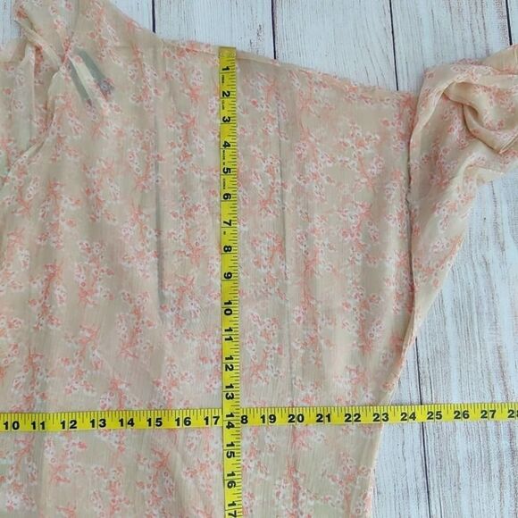 Vince Camuto sheer long silky floral open front drop shoulder kimono cardigan OS - Picture 8 of 11